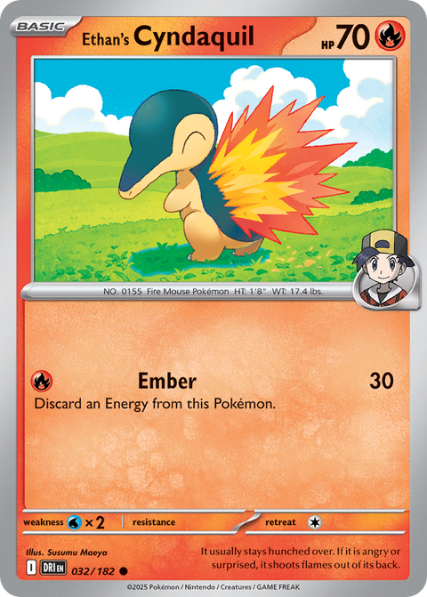 Ethan's Cyndaquil 32 Destined Rivals Pokémon card