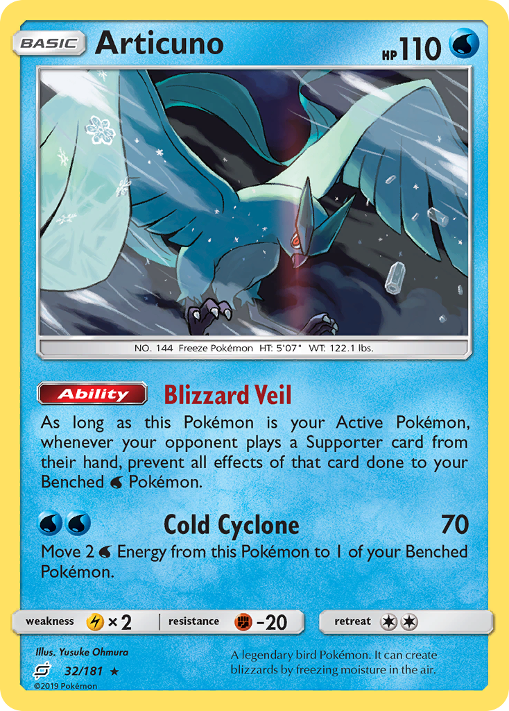 Articuno 32 Team Up Pokémon card