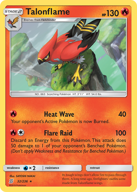 Talonflame 32 Unified Minds Pokémon card