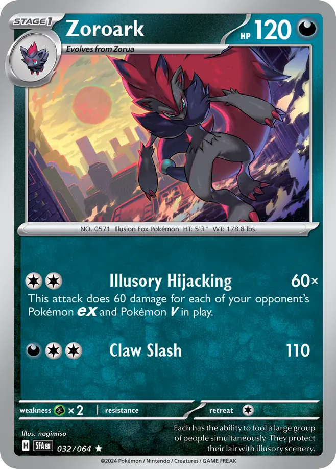Zoroark 32 Shrouded Fable Pokémon card
