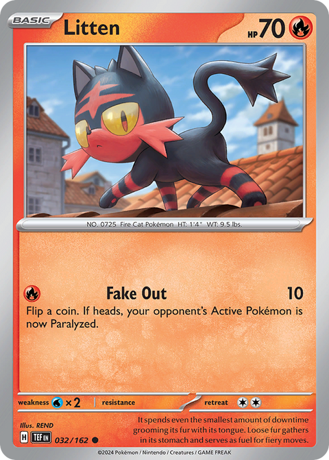 Litten 32 Temporal Forces Pokémon card