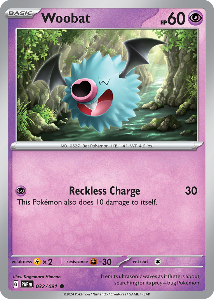 Woobat 32 Paldean Fates Pokémon card
