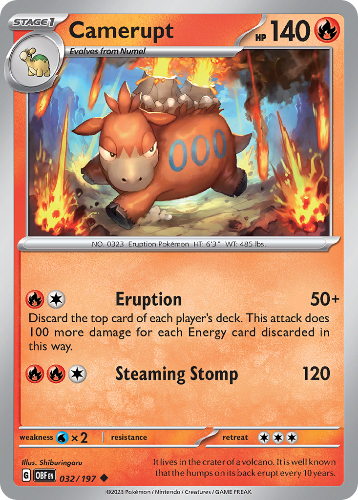 Camerupt 32 Obsidian Flames Pokémon card