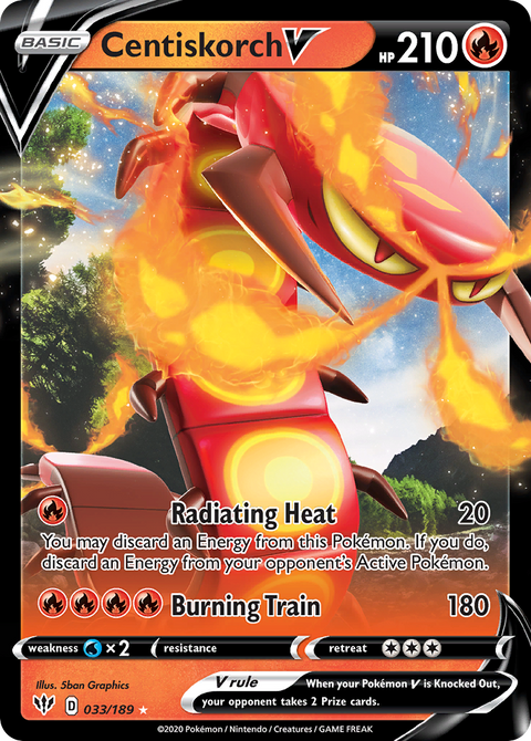 Centiskorch V 33 Darkness Ablaze Pokémon card