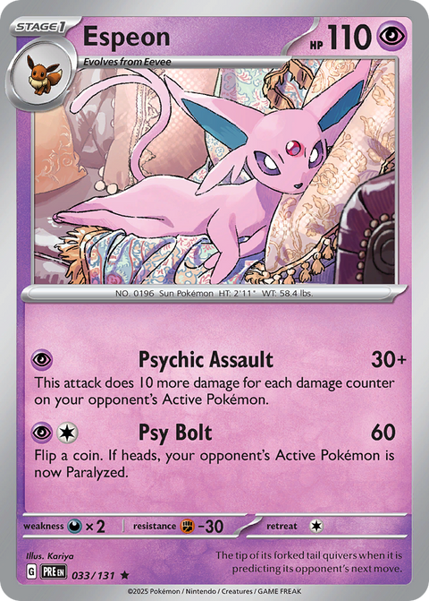 Espeon 33 Prismatic Evolutions Pokémon card