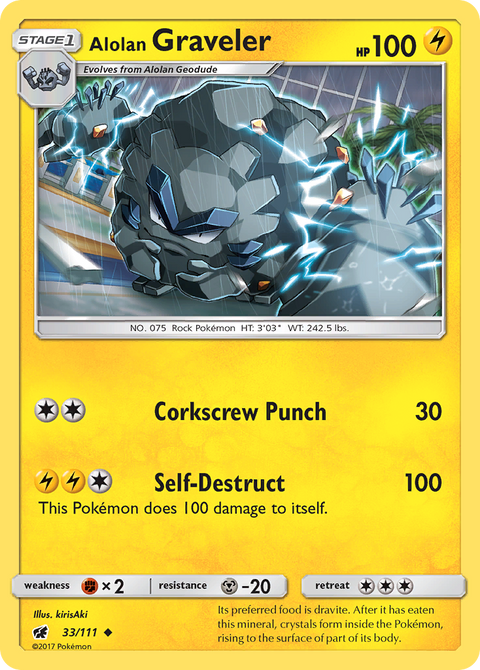 Alolan Graveler 33 Crimson Invasion Pokémon card
