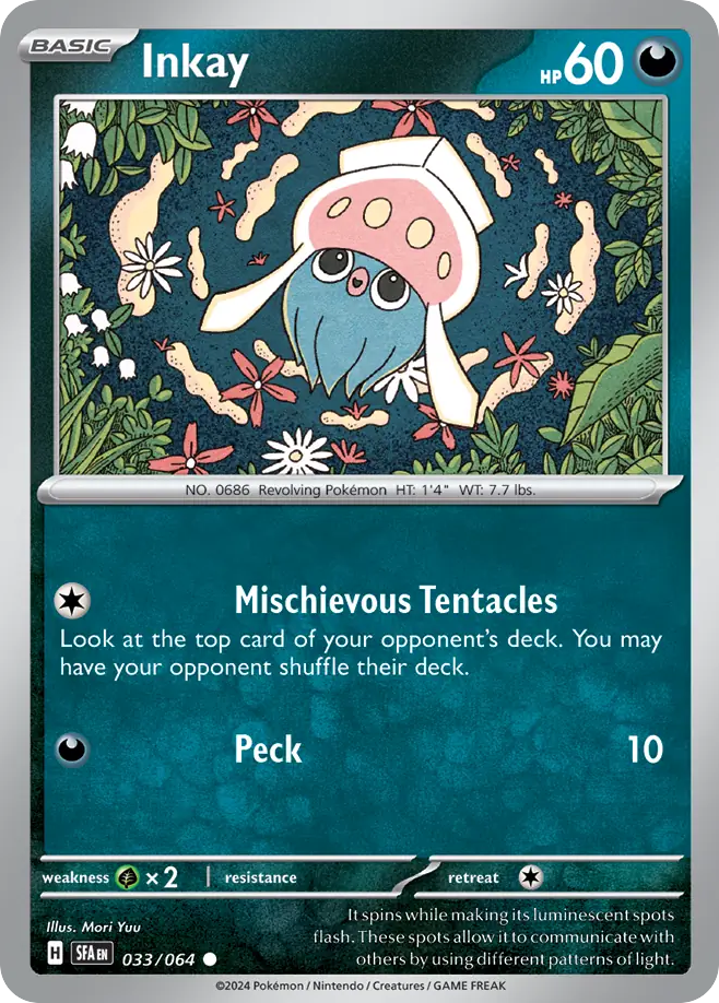 Inkay 33 Shrouded Fable Pokémon card