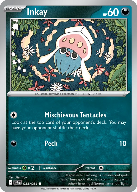 Inkay 33 Shrouded Fable Pokémon card