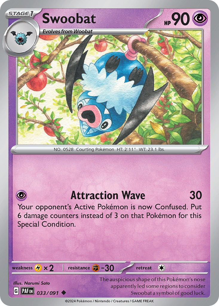 Swoobat 33 Paldean Fates Pokémon card