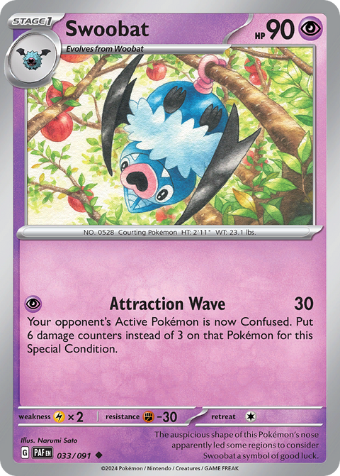 Swoobat 33 Paldean Fates Pokémon card
