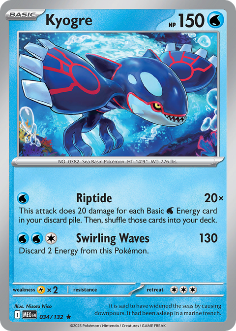 Kyogre 34 Mega Evolution Pokémon card