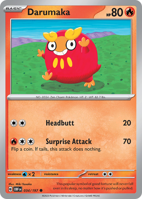 Darumaka 34 Obsidian Flames Pokémon card