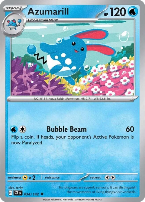 Azumarill 34 Stellar Crown Pokémon card