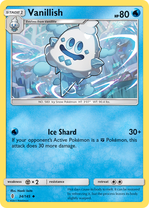 Vanillish 34 Guardians Rising Pokémon card