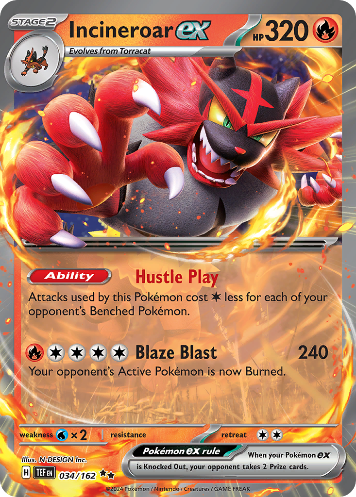Incineroar ex 34 Temporal Forces Pokémon card
