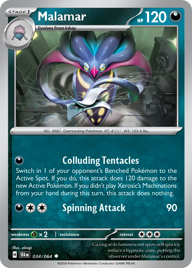 Malamar 34 Shrouded Fable Pokémon card