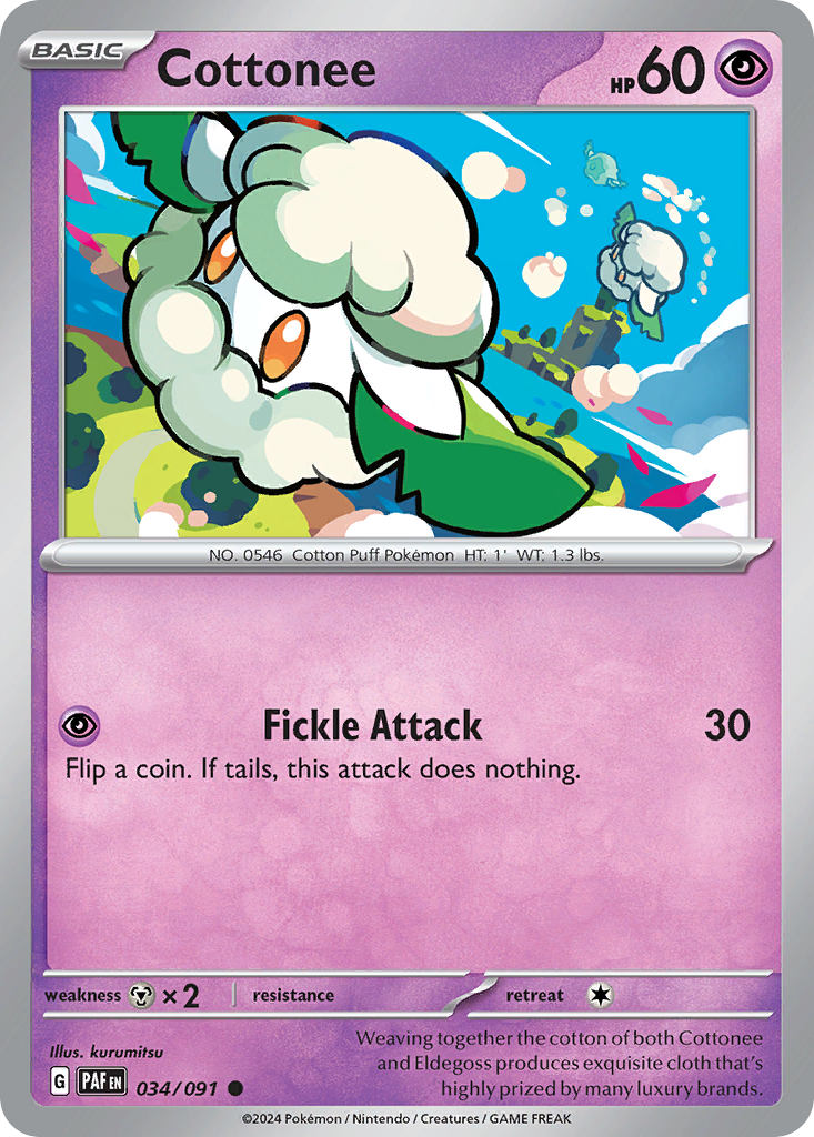 Cottonee 34 Paldean Fates Pokémon card