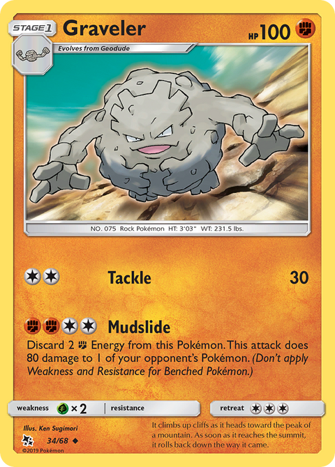 Graveler 34 Hidden Fates Pokémon card