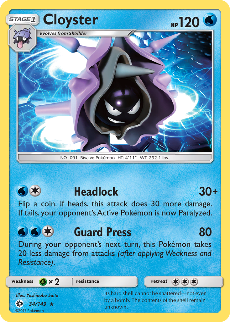 Cloyster 34 Sun & Moon Pokémon card