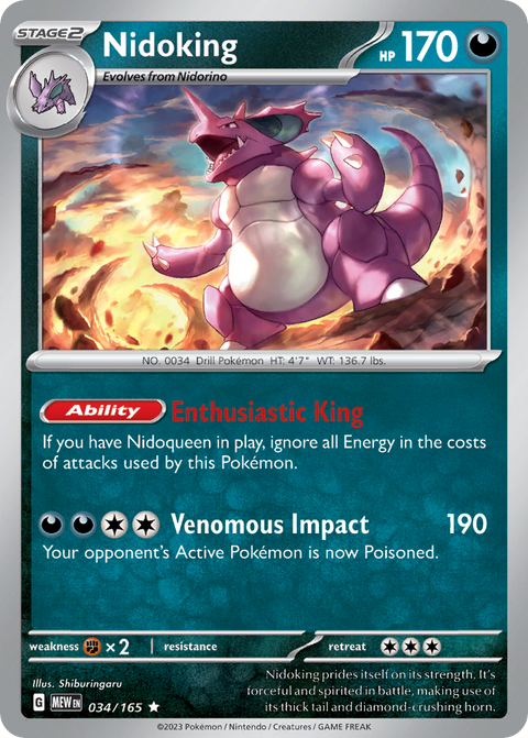 Nidoking 34 151 Pokémon card