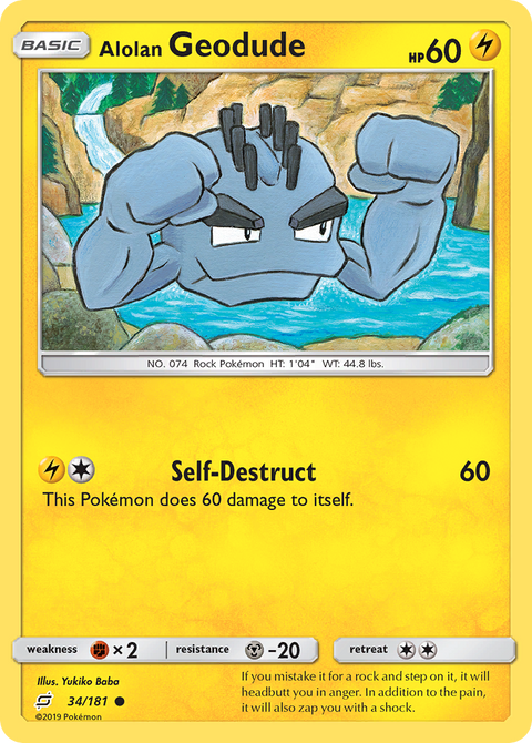 Alolan Geodude 34 Team Up Pokémon card
