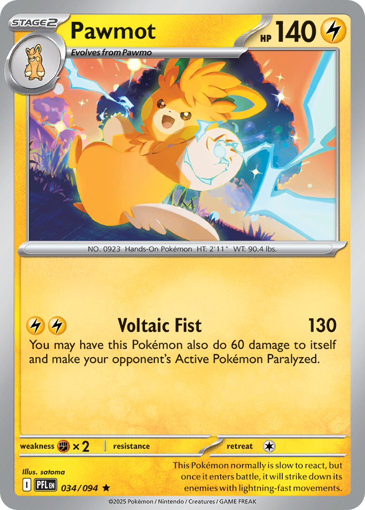Pawmot 34 Phantasmal Flames Pokémon card