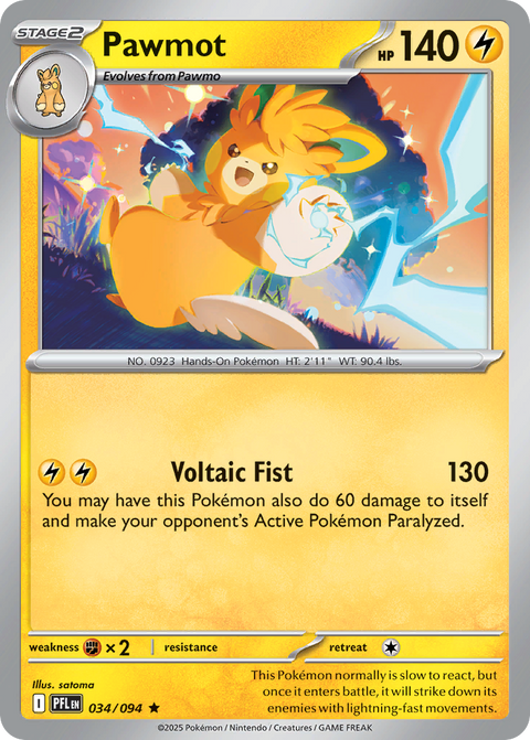 Pawmot 34 Phantasmal Flames Pokémon card