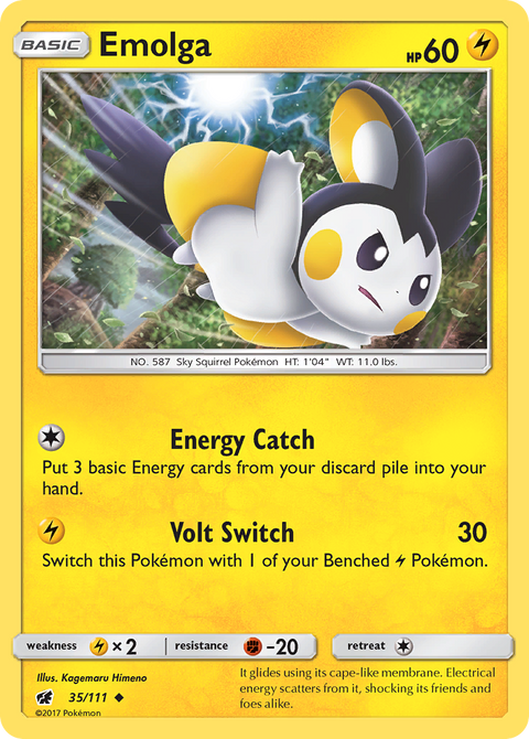 Emolga 35 Crimson Invasion Pokémon card