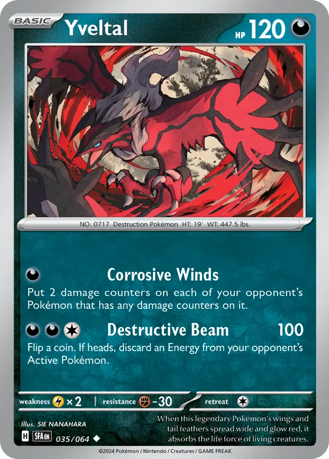 Yveltal 35 Shrouded Fable Pokémon card