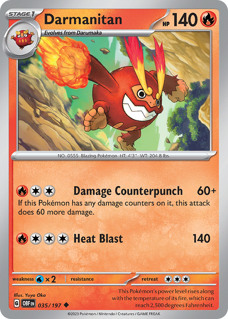 Darmanitan 35 Obsidian Flames Pokémon card