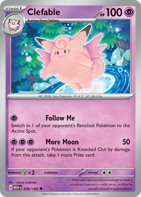 Clefable 36 151 Pokémon card