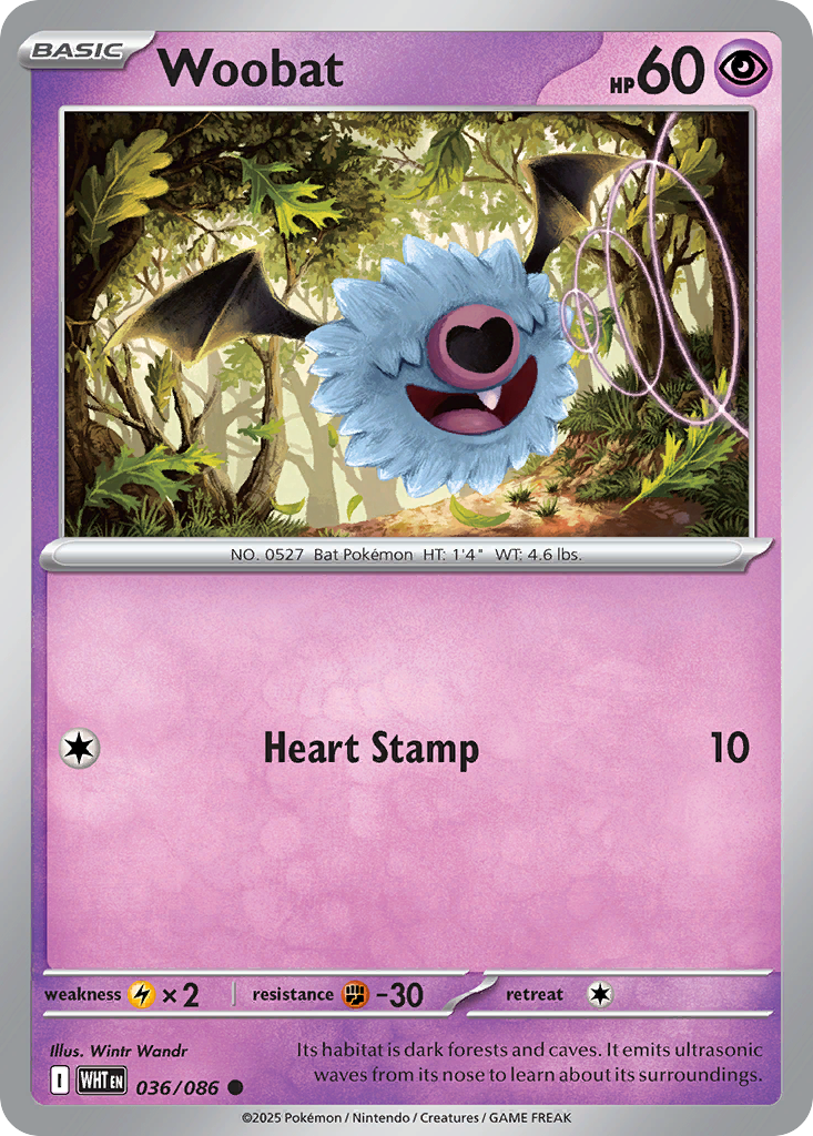 Woobat 36 White Flare Pokémon card