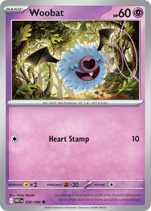 Woobat 36 White Flare Pokémon card