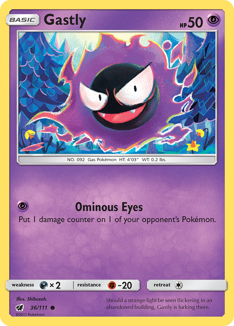 Gastly 36 Crimson Invasion Pokémon card