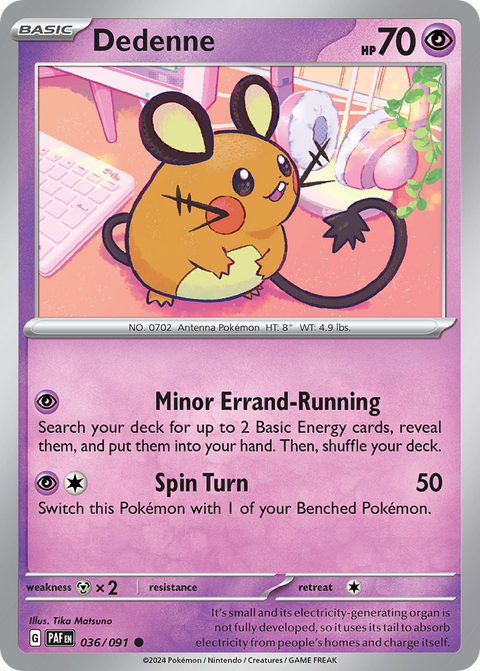 Dedenne 36 Paldean Fates Pokémon card