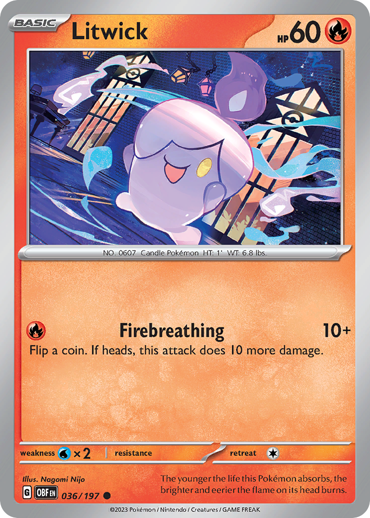 Litwick 36 Obsidian Flames Pokémon card