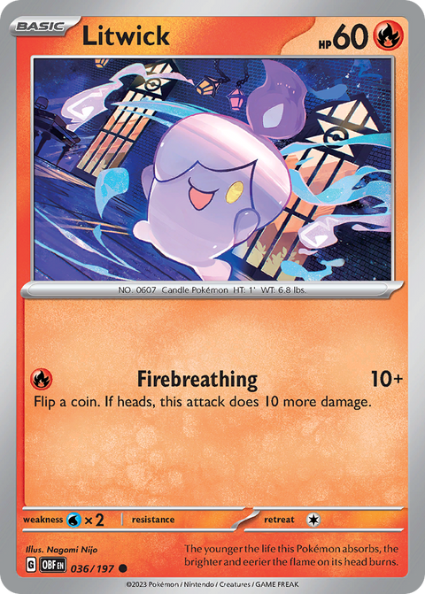 Litwick 36 Obsidian Flames Pokémon card