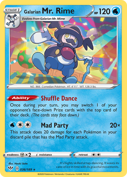 Galarian Mr. Rime 36 Darkness Ablaze Pokémon card