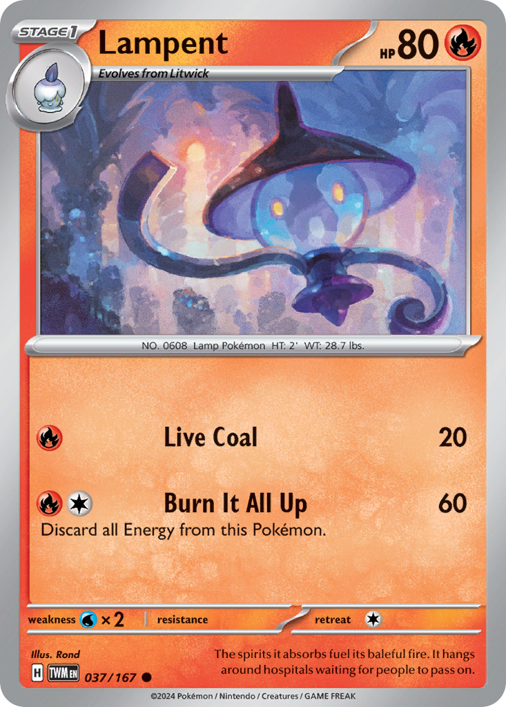 Lampent 37 Twilight Masquerade Pokémon card