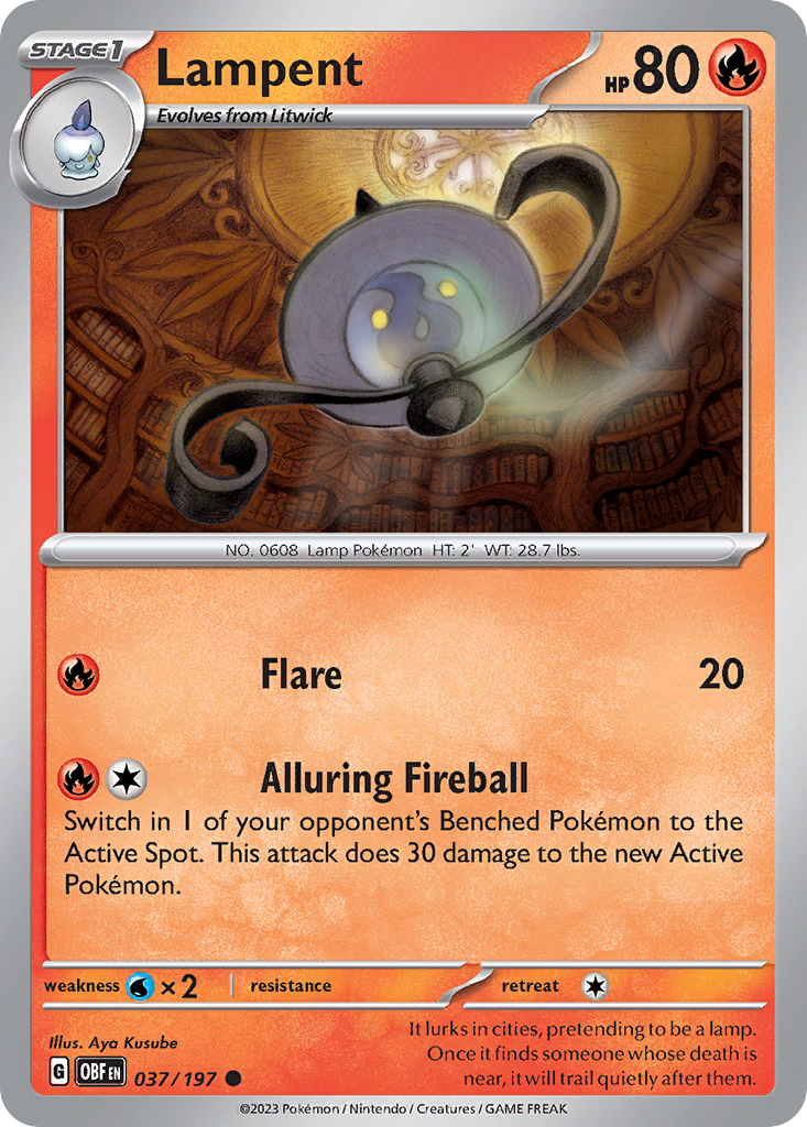 Lampent 37 Obsidian Flames Pokémon card