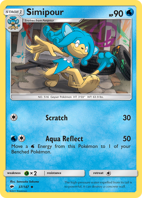 Simipour 37 Burning Shadows Pokémon card