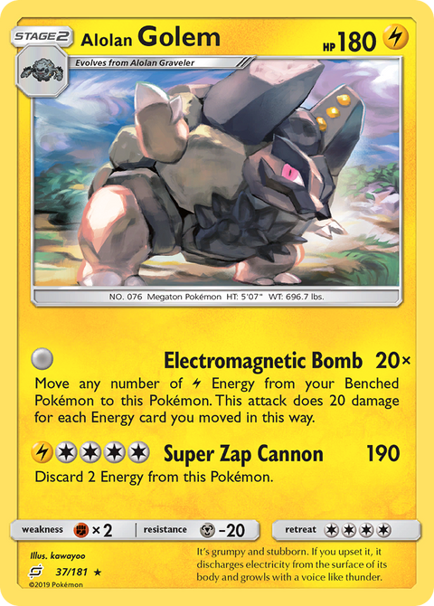 Alolan Golem 37 Team Up Pokémon card
