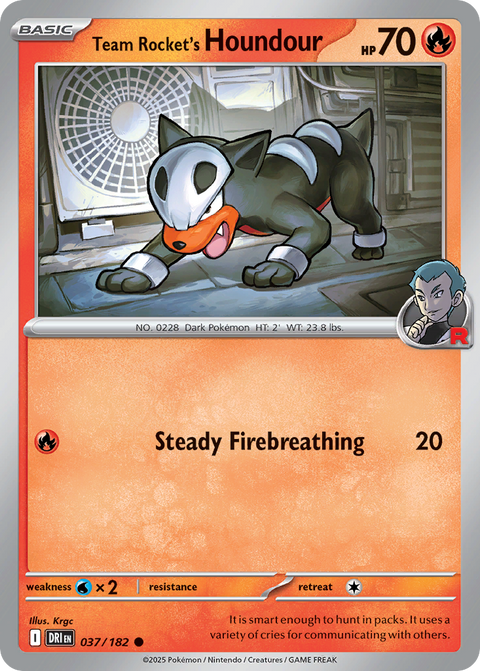 Team Rocket's Houndour 37 Destined Rivals Pokémon card