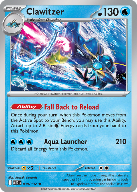 Clawitzer 38 Mega Evolution Pokémon card