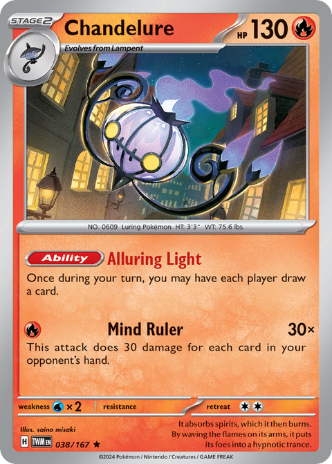 Chandelure 38 Twilight Masquerade Pokémon card
