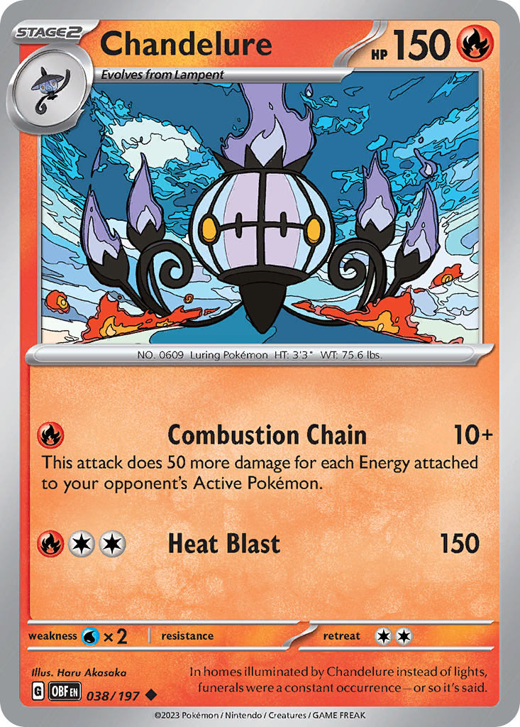 Chandelure 38 Obsidian Flames Pokémon card