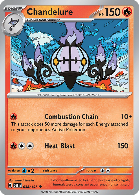 Chandelure 38 Obsidian Flames Pokémon card