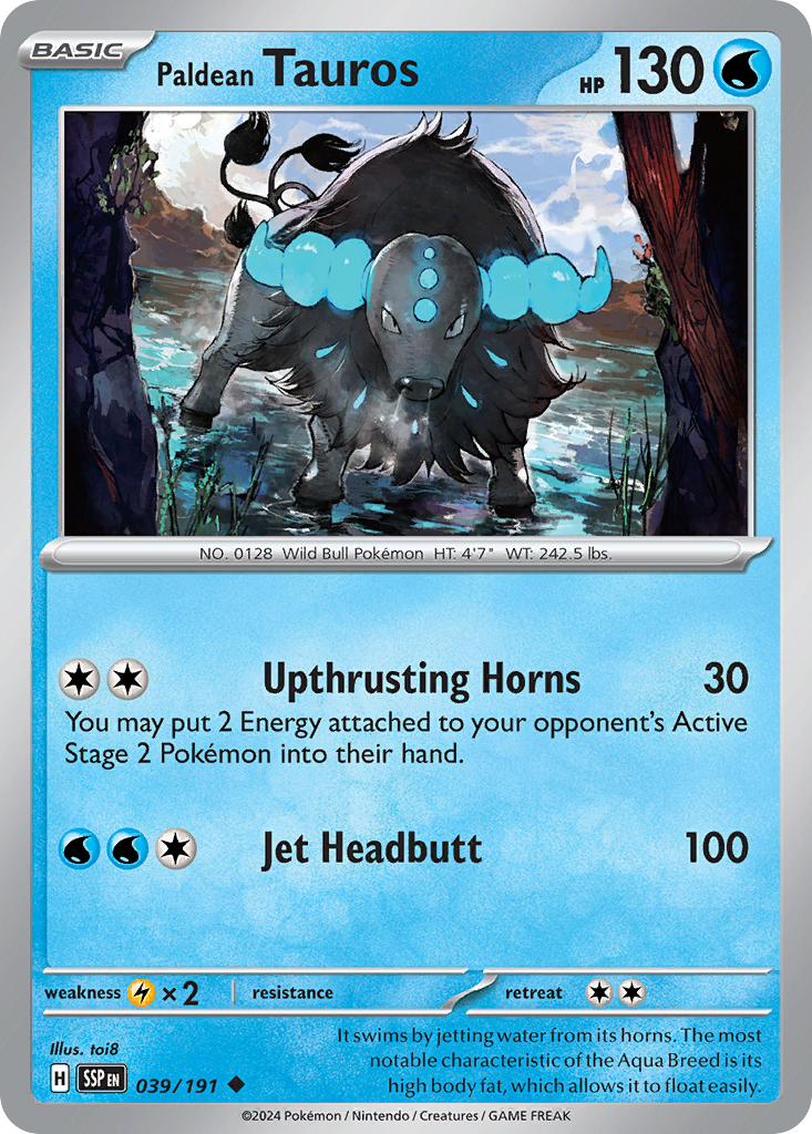 Paldean Tauros 39 Surging Sparks Pokémon card