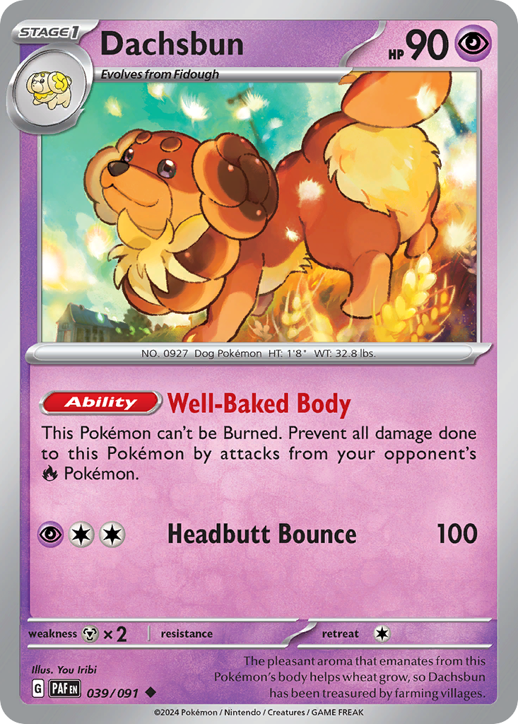 Dachsbun 39 Paldean Fates Pokémon card