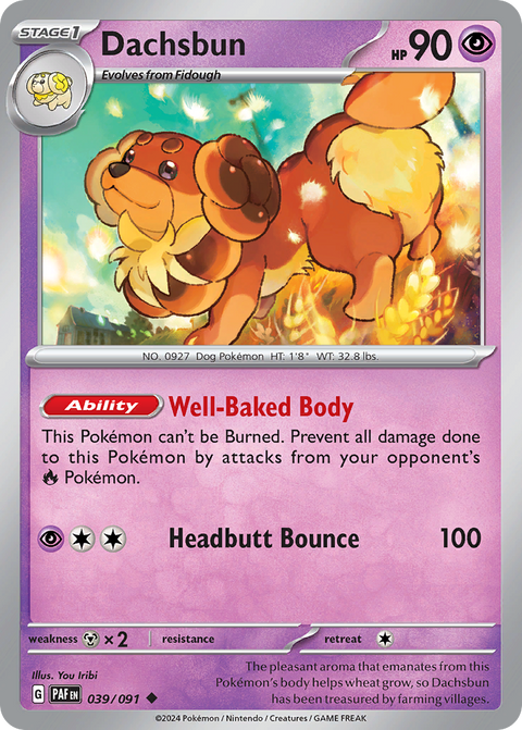 Dachsbun 39 Paldean Fates Pokémon card